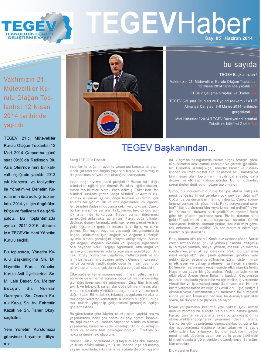 TEGEV Bülten Haziran 2014 – Sayı 5