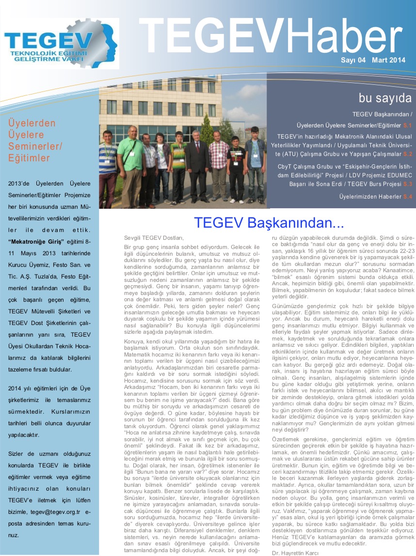 TEGEV Bülten Mart 2020 – Sayı 4